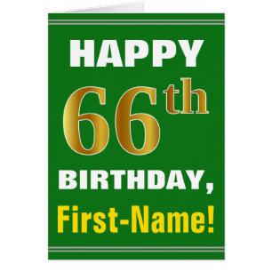 Gras, Vert, Faux Gold 66e anniversaire avec carte 