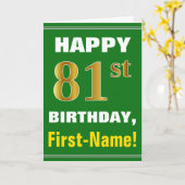 Gras, Vert, Faux Gold 81e anniversaire avec carte (Fleur jaune)