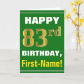 Gras, Vert, Faux Gold 83e anniversaire avec carte  (Fleur jaune)