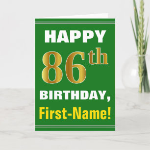 Gras, Vert, Faux Gold 86e anniversaire avec carte 