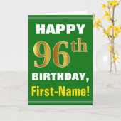 Gras, Vert, Faux Gold 96e anniversaire avec carte  (Fleur jaune)