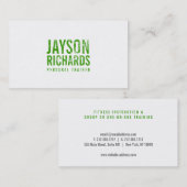 Gras vert Grunge Stampé Carte de visite texte (Devant / Derrière)