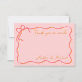 Gras Wavy Main dessinée Merci Carte Note (Devant)