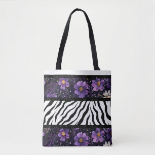 Gras zèbre violet fleuri noir couleur sac fourre-t