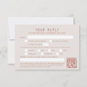 Grasbessen bruin terracotta aquarel qr code RSVP kaartje