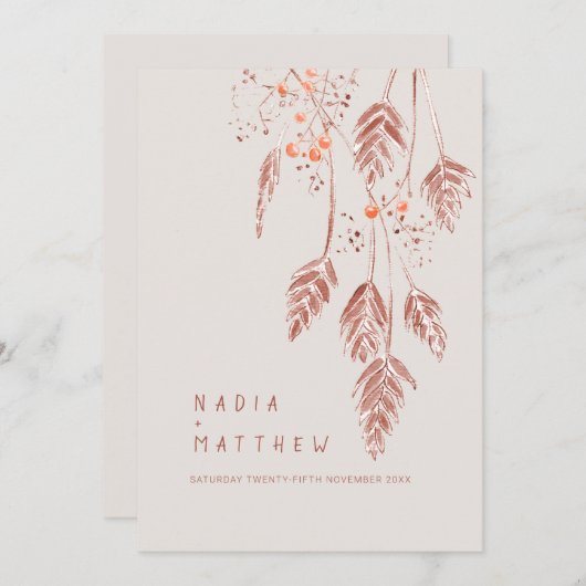 Grasbessen waterverf bruin sinaasappel bruiloft programma (Voorkant / Achterkant)