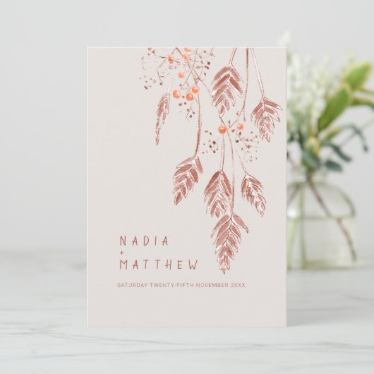 Grasbessen waterverf bruin sinaasappel bruiloft programma (Staand voorkant)
