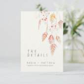 Grasbessen waterverf herfst bruiloft details informatiekaartje (Staand voorkant)