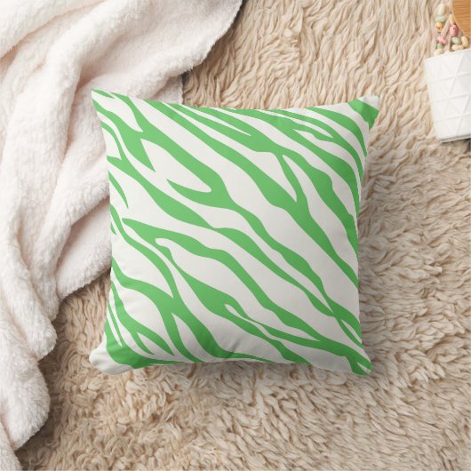 Grasgroene en lichtbeige zebra-design kussen (Deken)