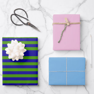 Grasgroene strepen met katoenen Snoep en blauw Inpakpapier Vel