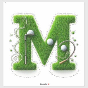 Grasletter Golfthema Met Ballen En Clubs Sticker