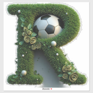 Grasletter met Voetbal gevormd Sticker