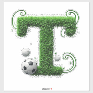 Grasletter met Voetbal gevormd Sticker