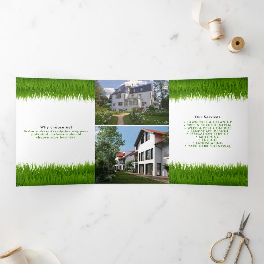 Grasmaaidiensten, gazonverzorging brochure drieluik kaart (Binnen)