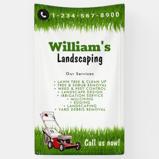 Grasmaaien en snijdservices, Verzorging van gazons Spandoek (Verticaal)