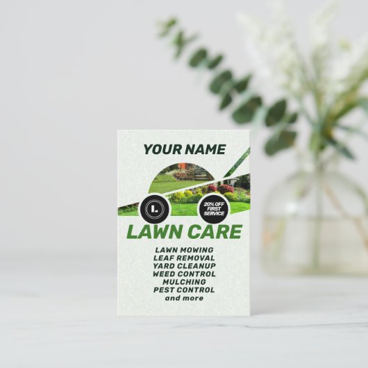 Grasmaaier grafisch Visitekaartje (Staand voorkant)