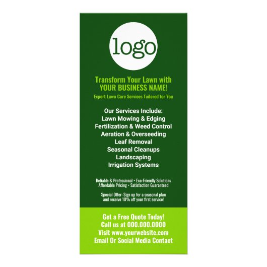 Grasonderhoud maaien, irrigatie, beluchting Logo Reclamekaart (Achterkant)