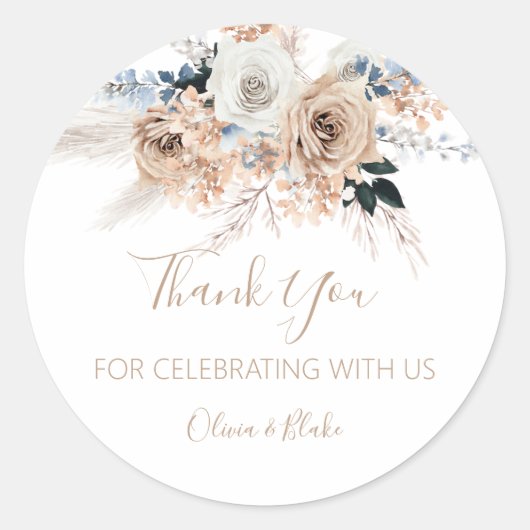 Grass Boho Wedding Favor Stickers (Devant)