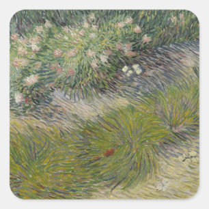 Grass en Butterflies van Vincent van Gogh Vierkante Sticker