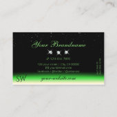 Grass Green Black Gradient Sparkle Jewels Monogram Visitekaartje (Achterkant)