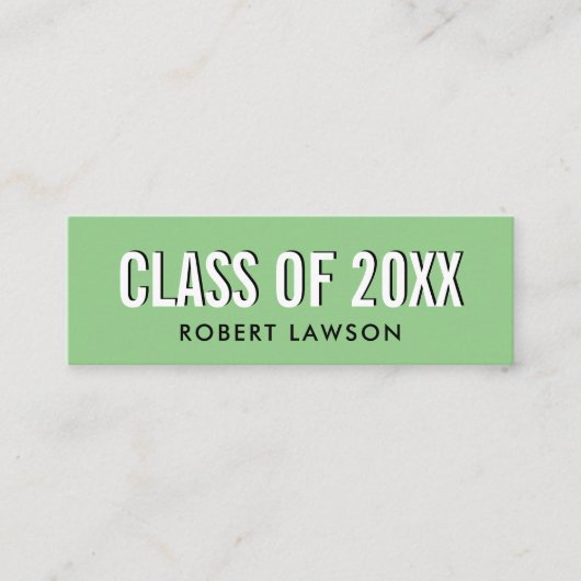 Grass Green Chic Class Afstuderen Name Card Mini Visitekaartje (Voorkant)