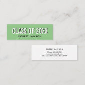 Grass Green Chic Class Afstuderen Name Card Mini Visitekaartje (Voorkant / Achterkant)