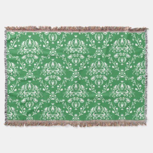 Grass Green en White Damask Deken (Voorkant)