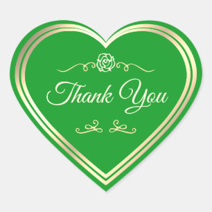 Grass Green Gold Lijst Roos Schattige Dank u Hart Sticker