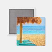 Grass Hut & Loungers on Beach Magneet (Voorkant / Achterkant)