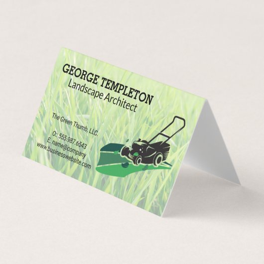 Grass | Lawn Mower | Landscaping Industry Visitekaartjes (Voorkant)