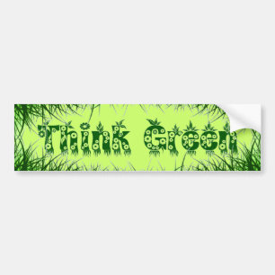 Grass Leaves & Flowers "Think Green" Bumpersticker