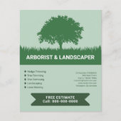 Grass, Tree Silhouette - Arborist & Landscaper  Flyer (Voorkant)