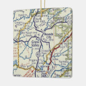 Grass Valley CA Retro Map Keramisch Ornament (Links)