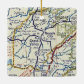Grass Valley CA Retro Map Keramisch Ornament (Achterkant)