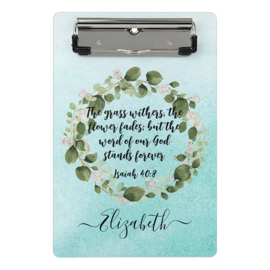 Grass Withers Bijbelvers Waterverf Eucalyptus Mini Klembord (Voorkant)