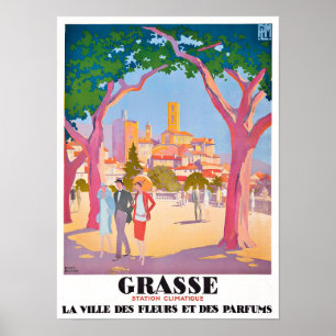 Grasse France vintage travel Poster