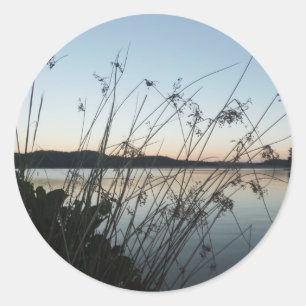 Grassen op het Sunset-meer Ronde Sticker