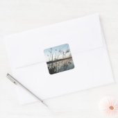 Grassen op het Sunset-meer Vierkante Sticker (Envelop)