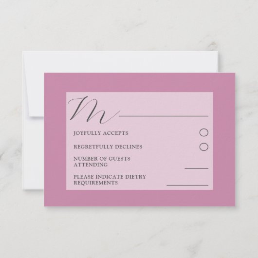 Grasses sauvages rustiques Mariage RSVP rose foncé (Dos)