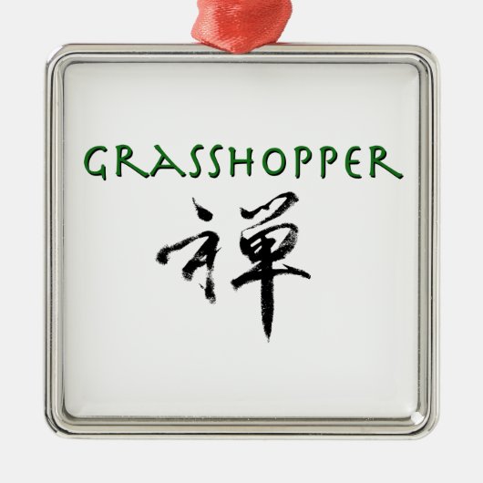 Grasshop met "Zen"-symbool Metalen Ornament (Voorkant)