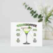 GRASSHOPPER Cocktail Recipe Art  Briefkaart (Staand voorkant)