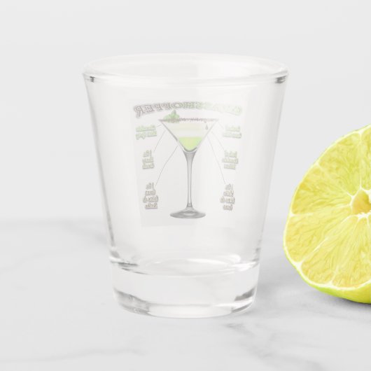 GRASSHOPPER Cocktail Recipe Art Shot Glas (Achterkant)