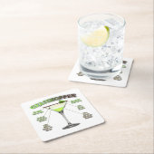GRASSHOPPER Cocktail Recipe Art Vierkante Kartonnen Onderzetter (Insitu)