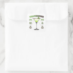 GRASSHOPPER Cocktail Recipe Art Vierkante Sticker
