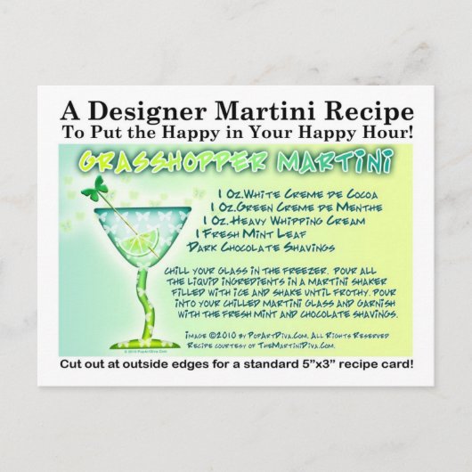 Grasshopper Martini Recept Briefkaart (Voorkant)