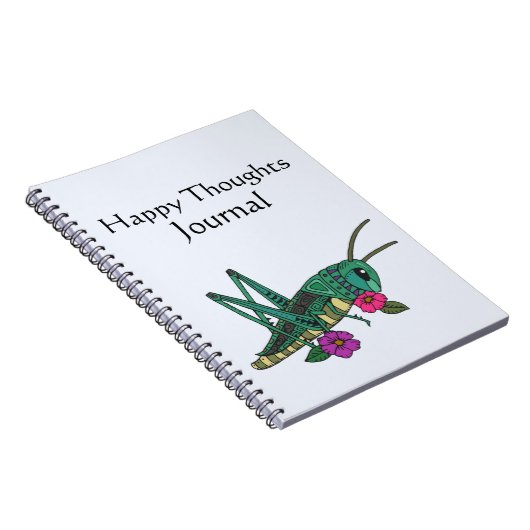 Grasshopper Motif Happy Thoughts Journal Notitieboek (Rechterzijde)
