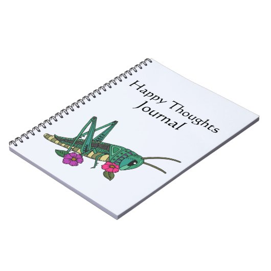 Grasshopper Motif Happy Thoughts Journal Notitieboek (Linkerzijde)
