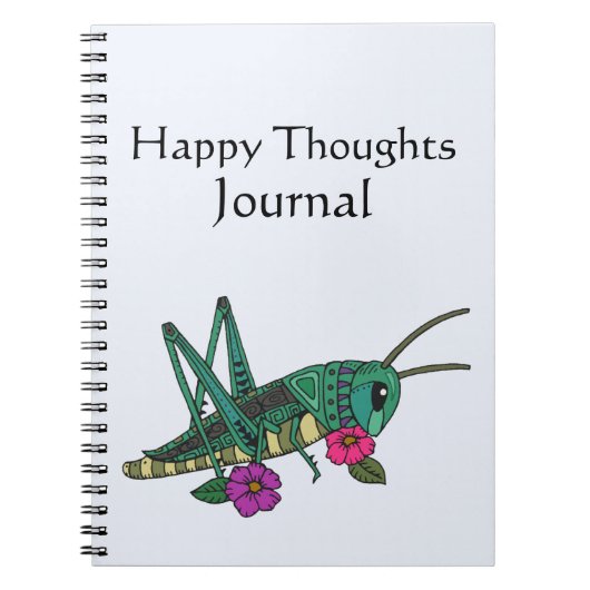 Grasshopper Motif Happy Thoughts Journal Notitieboek (Voorkant)