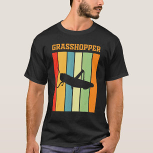 Grasshopper schaduwsilhouet in retro kleuren t-shirt
