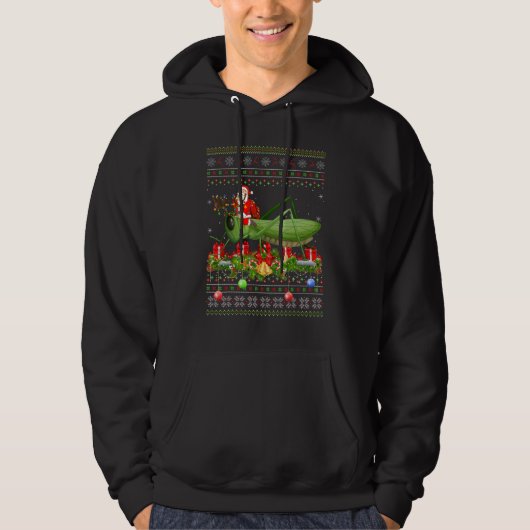 Grasshopper Ugly Santa Riding Grasshopper Christ Hoodie (Voorkant)